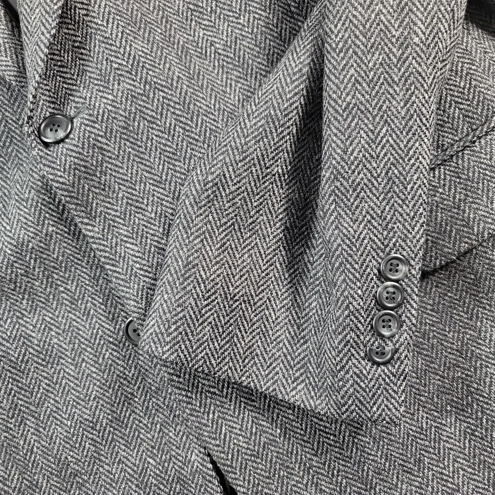 Stafford‎ Tweed Herringbone Sport Coat Mens 46R 46 Grey Black White